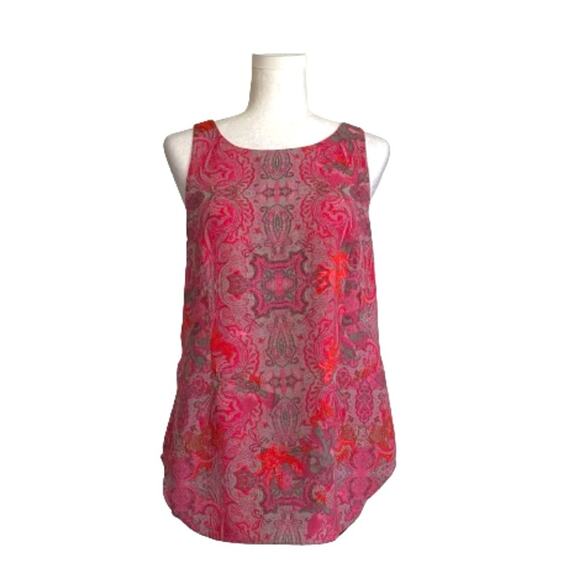 CAbi Jubilee Pink Orange Gray Paisley Scoop Neck Sleeveless Blouse Top Small - Picture 12 of 12